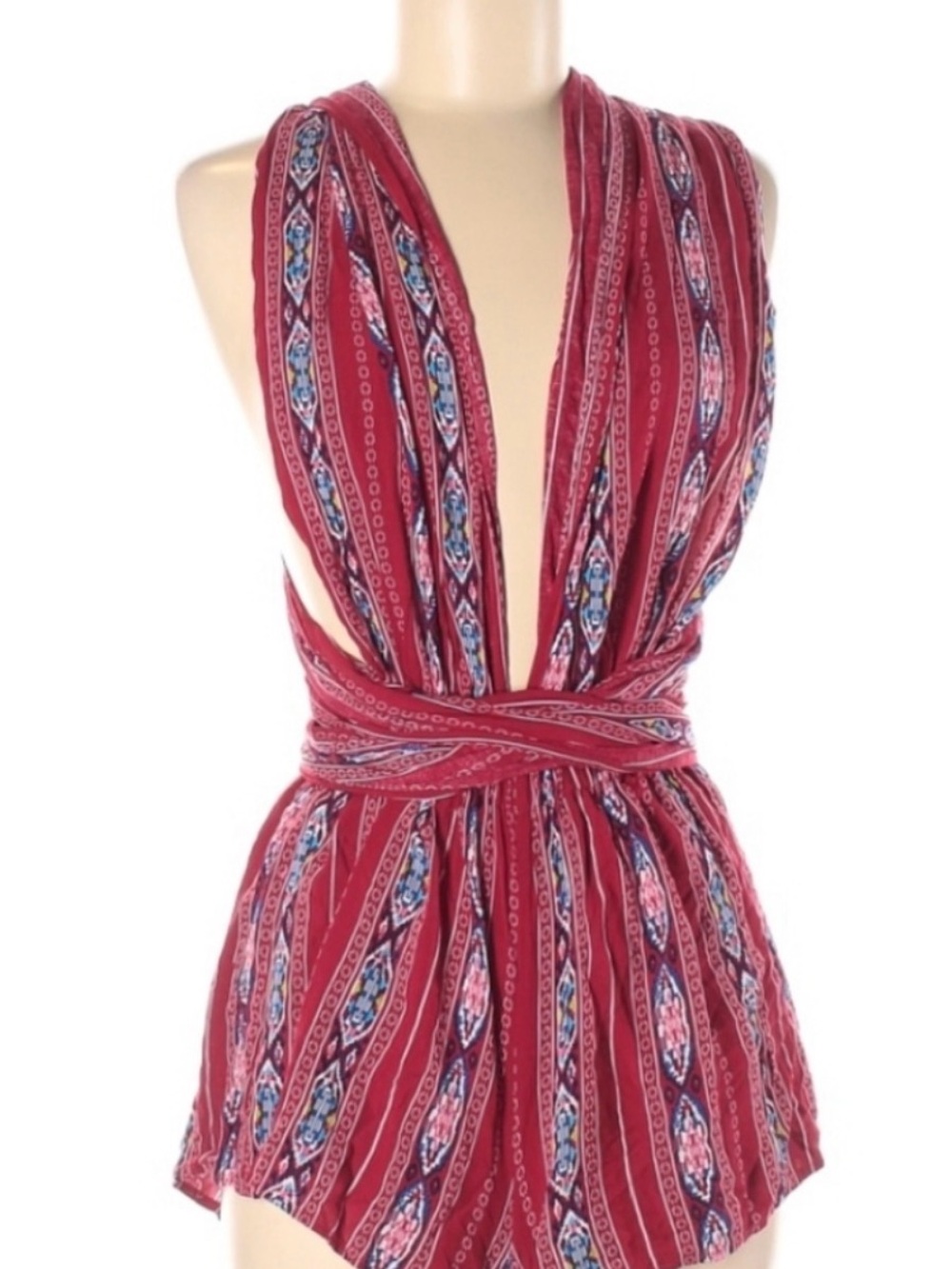 One Way Tribal Design Criss-cross Wrap Around Romper